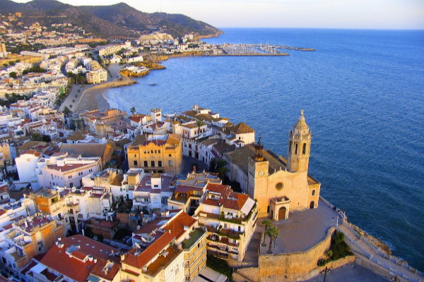 Aerial view of Sitges town