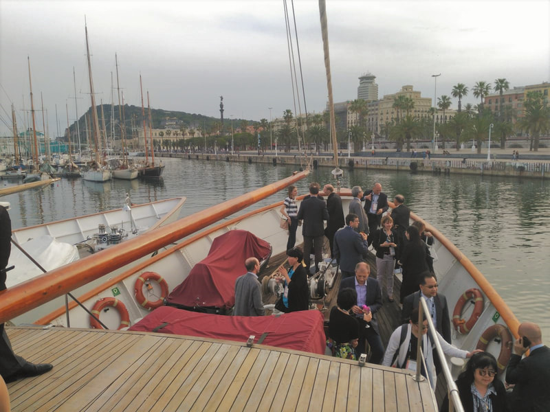 A group of guests waiting to leave the port of Barcelona