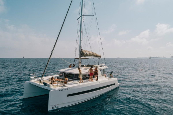 Catamaran for rent sailing at sea 