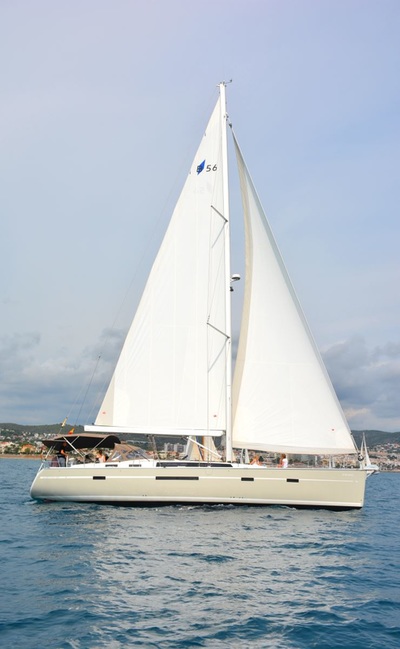 Bavaria 56 Cruiser for rent sailing in front of Sitges-Barcelona