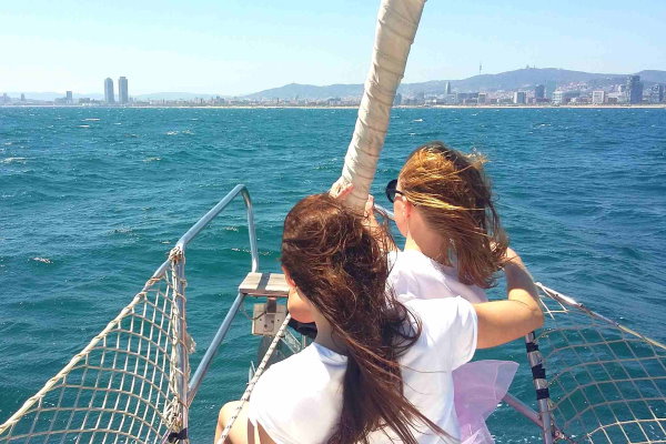 Sailing in Barcelona in a windy day