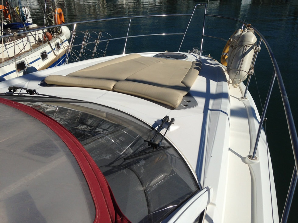 Cushions on the deck Motor Yach Montecarlo 37 in Barcelona for rent 