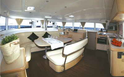 Interior of the catamaran