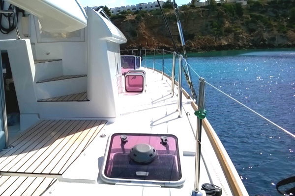 Catamaran Lagoon 450 anchored in Cala Tarida - Ibiza