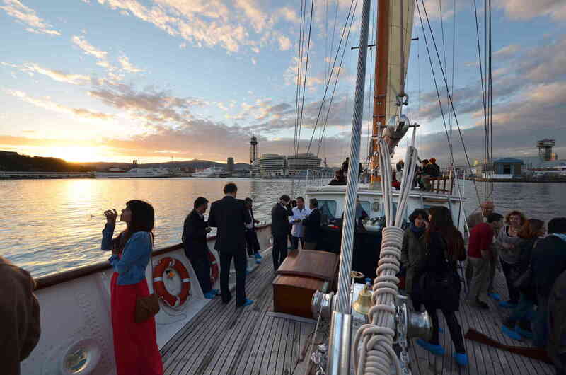 A corporate event on board the classic boat