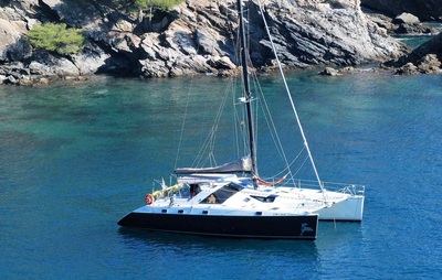 Catamaran Privilege 51 anchored in Costa Brava