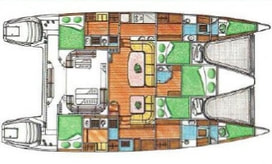 Catamaran Prestige 51 for rent layout