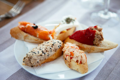 Spanish tapas served on board the sailboat
