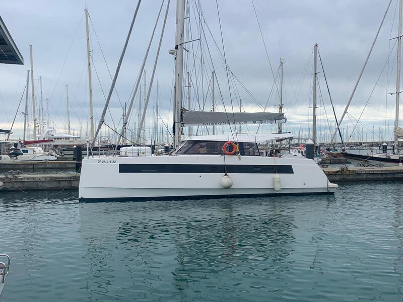 The catamaran by port side